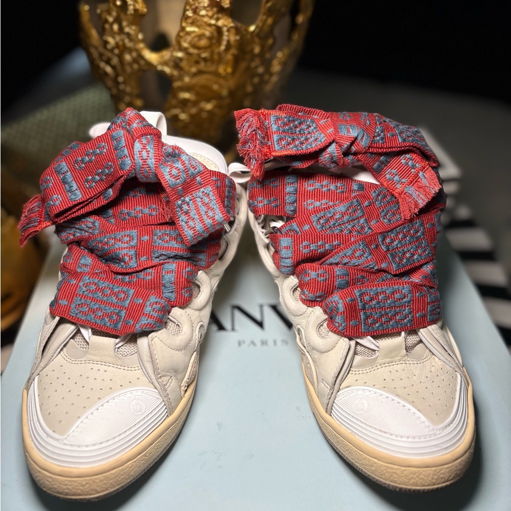LANVIN CURB SNEAKERS Men’s Size 39 (CREAM&RED)